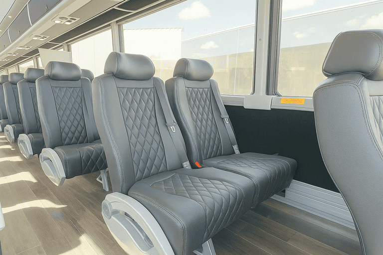 interior of Manhattan Coach Bus Service charter bus