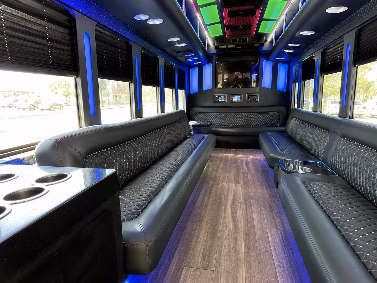 manhattan 15 passenger party bus inside