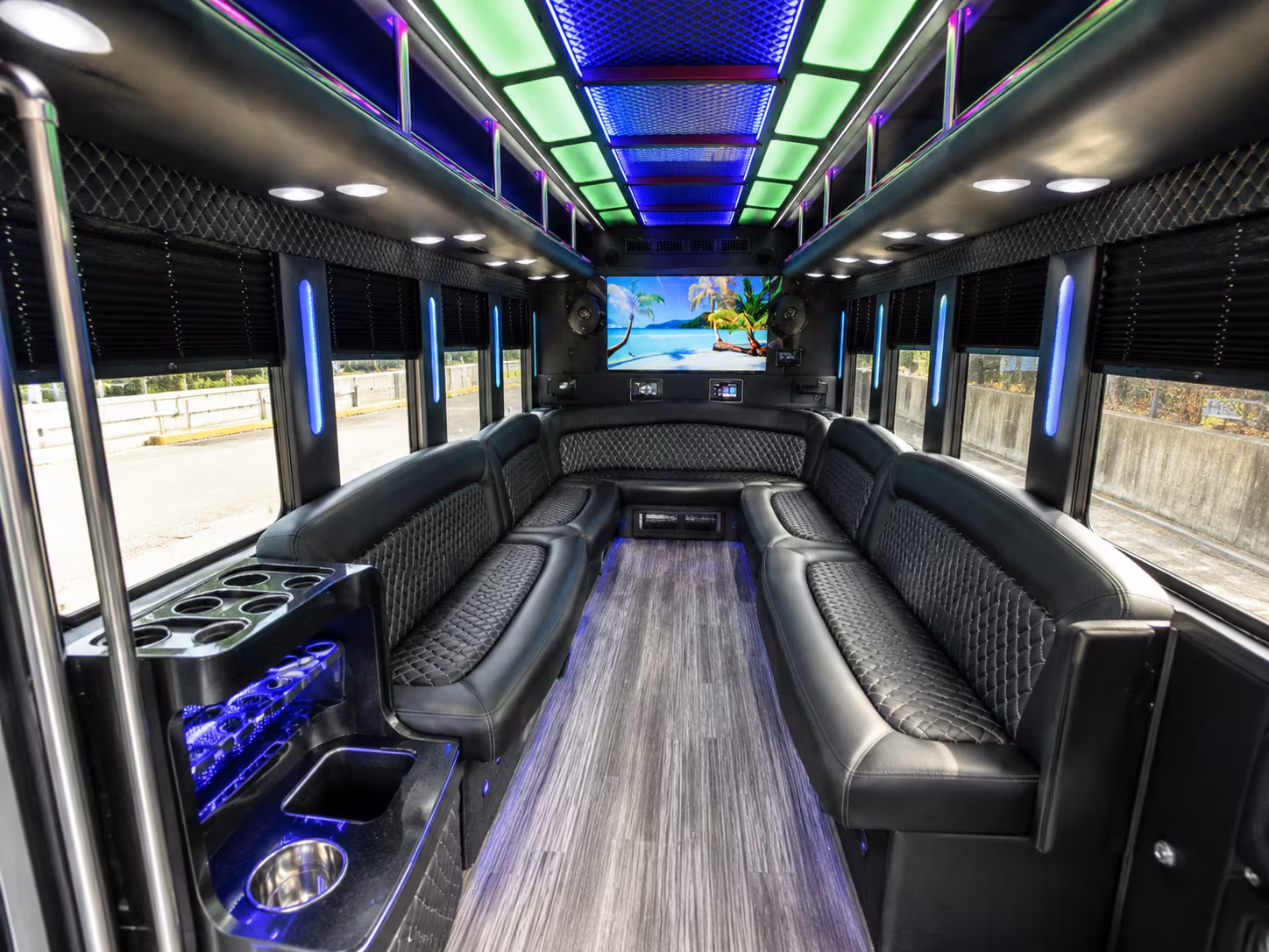 manhattan 18 passenger party bus inside