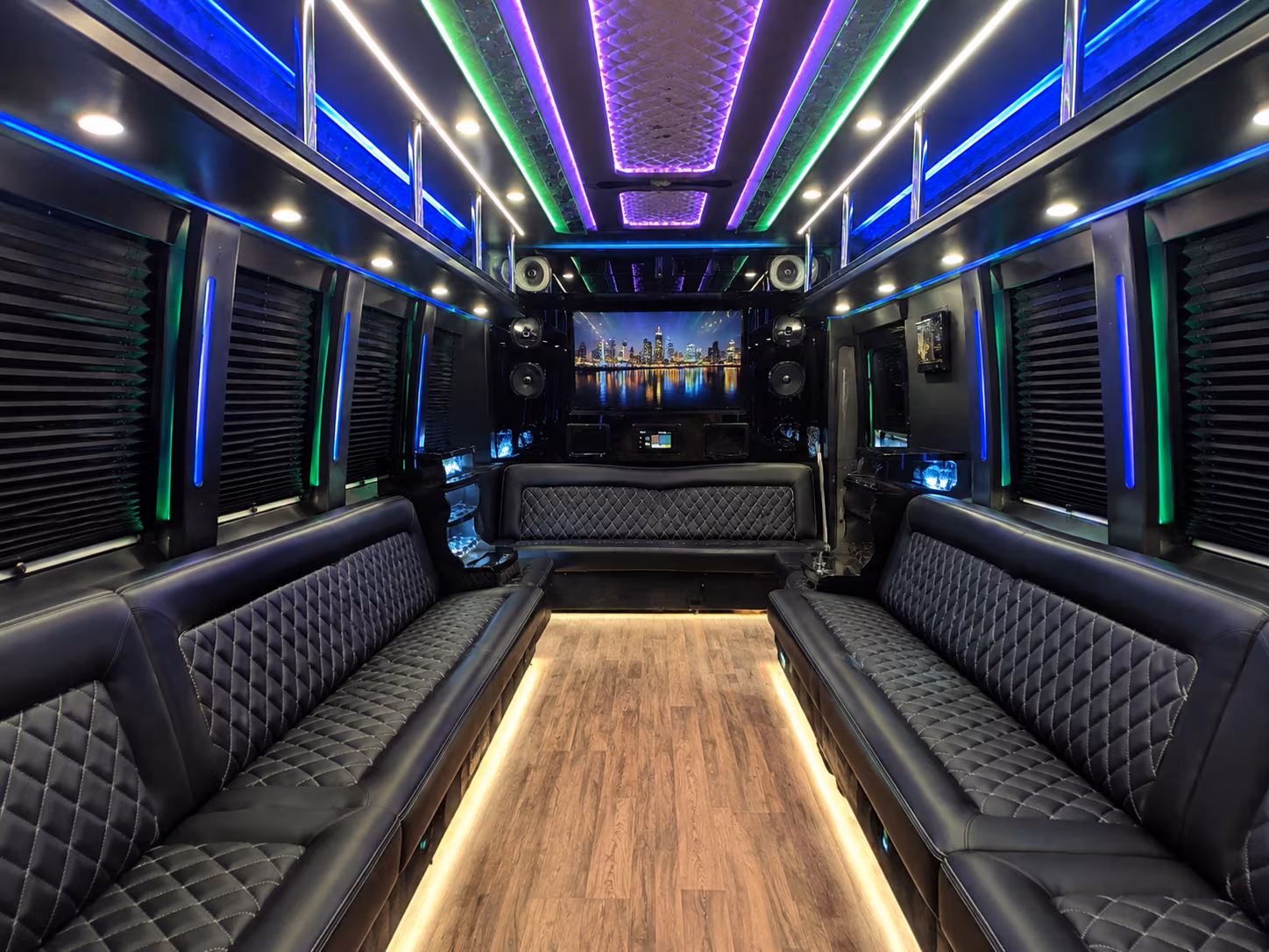 manhattan 25 passenger party bus interior