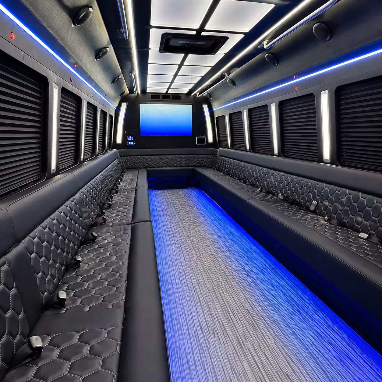 manhattan 50 passenger party bus inside